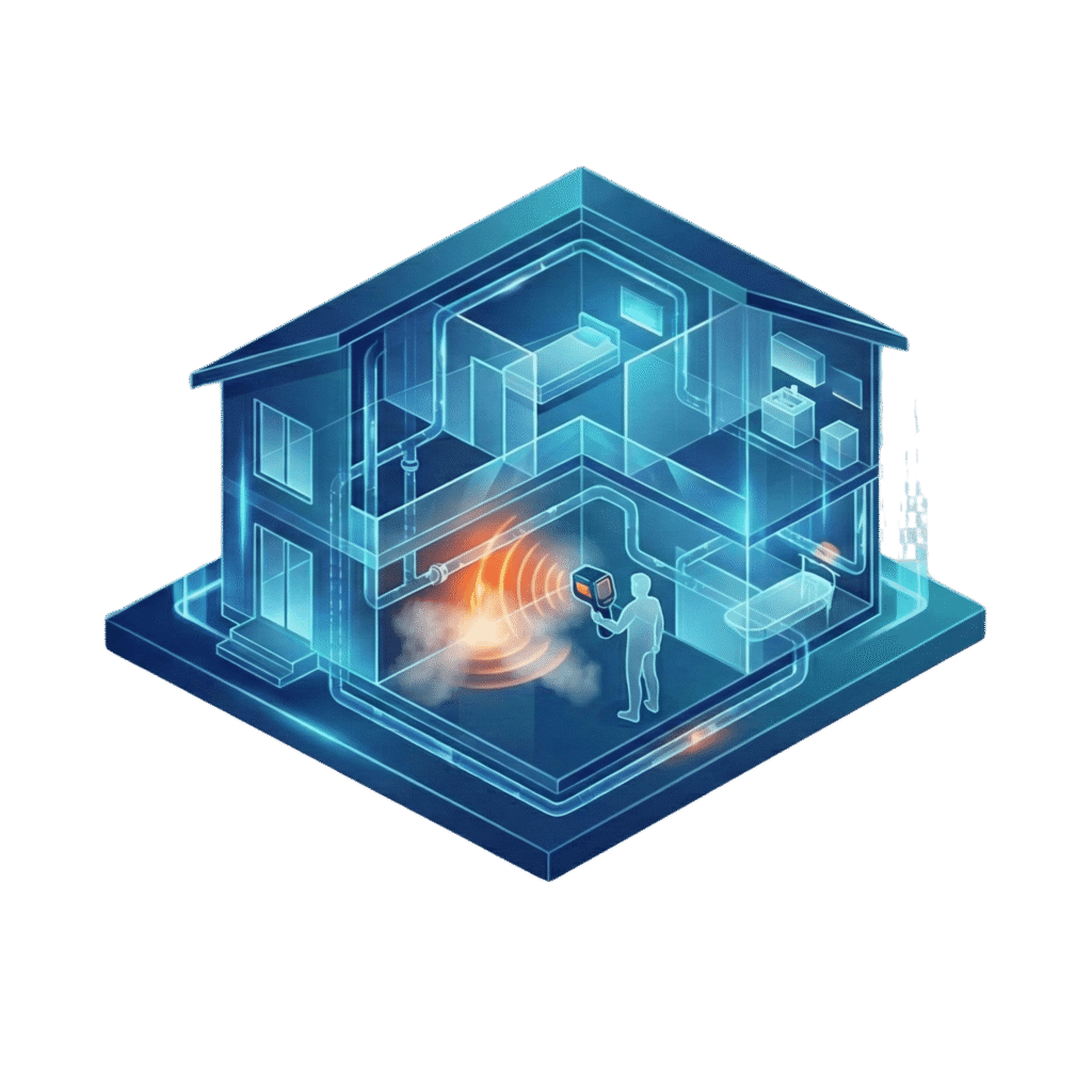 maison 3D entreprise recherche de fuites non destructive